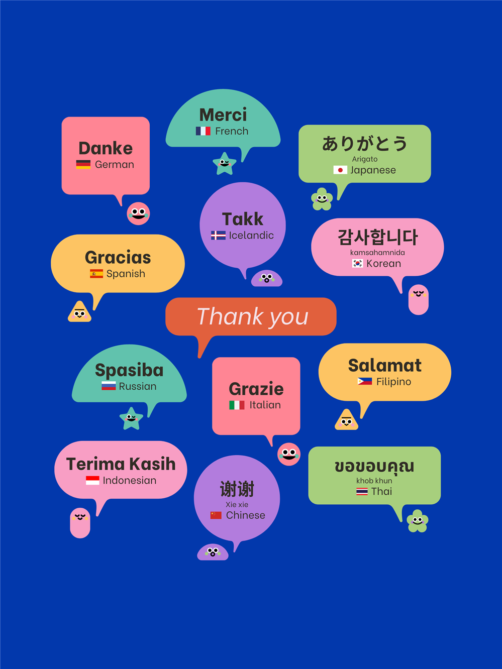  Thank you in different languages